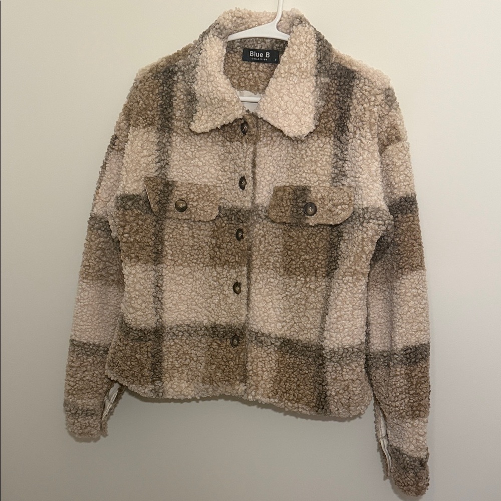 Blue B Cozy Plaid Teddy Jacket